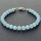 Men's Women Aquamarine Sterling Silver Bracelet Natural Gemstone 925 Spacer DiyNotion Handmade BR451
