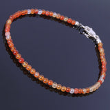 Red Carnelian Anklet Gemstone 925 Sterling Silver Spacer Clasp for Men Women DiyNotion Handmade AN015