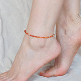 Red Carnelian Anklet Gemstone 925 Sterling Silver Spacer Clasp for Men Women DiyNotion Handmade AN015