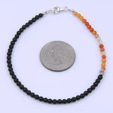 Red Carnelian Matte Black Onyx Anklet Gemstone 925 Sterling Silver Spacer Clasp for Men Women DiyNotion Handmade AN016