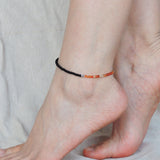 Red Carnelian Matte Black Onyx Anklet Gemstone 925 Sterling Silver Spacer Clasp for Men Women DiyNotion Handmade AN016