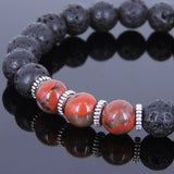 Lava Rock Jasper Stone Tibetan Silver Bracelet Buddha Yoga Mala for Men Women DiyNotion Handmade T005