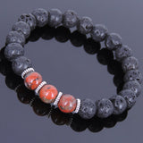Lava Rock Jasper Stone Tibetan Silver Bracelet Buddha Yoga Mala for Men Women DiyNotion Handmade T005