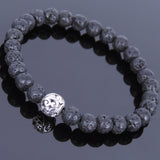 Lava Rock Tibetan Silver Bracelet Protection Bead Yoga Mala for Men Women DiyNotion Handmade T007