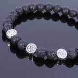 Lava Rock Tibetan Silver Bracelet Taiji Bead Yoga Mala for Men Women DiyNotion Handmade T008