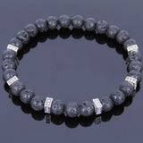 Lava Rock Tibetan Silver Bracelet Spacers Yoga Mala for Men Women DiyNotion Handmade T009