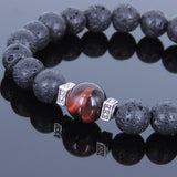 Lava Rock Tiger Eye Tibetan Silver Bracelet Spacers Yoga Mala for Men Women DiyNotion Handmade T012