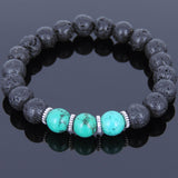 Lava Rock Turquoise Tibetan Silver Bracelet Spacers Yoga Mala for Men Women DiyNotion Handmade T014