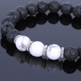Lava Rock White Howlite Tibetan Silver Bracelet Spacers Yoga Mala for Men Women DiyNotion Handmade T015