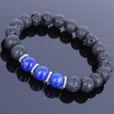 Lava Rock Lapis Tibetan Silver Bracelet Spacers Yoga Mala for Men Women DiyNotion Handmade T018
