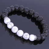 Lava Rock White Howlite Tibetan Silver Bracelet Spacers Yoga Mala for Men Women DiyNotion Handmade T027