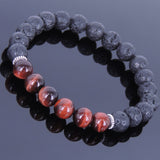 Lava Rock Tiger Eye Tibetan Silver Bracelet Spacers Yoga Mala for Men Women DiyNotion Handmade T029