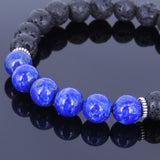 Lava Rock Lapis Tibetan Silver Bracelet Spacers Yoga Mala for Men Women DiyNotion Handmade T033