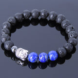 Lava Rock Lapis Tibetan Silver Bracelet Charm Yoga Mala for Men Women DiyNotion Handmade T036
