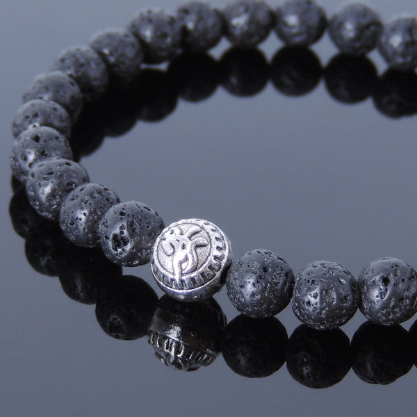 Lava Rock Tibetan Silver Bracelet Protection Bead Yoga Mala for Men Women DiyNotion Handmade T038