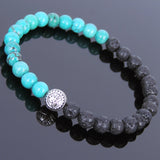 Lava Rock Turquoise Tibetan Silver Bracelet Protection Bead Yoga Mala for Men Women DiyNotion Handmade T041