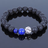 Lava Rock Laspi Tibetan Silver Bracelet Lotus Yoga Mala for Men Women DiyNotion Handmade T056