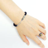 Men's Women Matte Black Onyx Labradorite Sterling Silver Bracelet 925 Spacer Clasp DiyNotion Handmade BR200