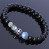 Matte Black Onyx Labradorite Sterling Silver Bracelet Gemstone 925 Bead Men Women DiyNotion Handmade BR201