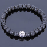 Lava Rock Tibetan Silver Bracelet Protection Bead Yoga Mala for Men Women DiyNotion Handmade T007
