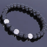 Lava Rock Tibetan Silver Bracelet Taiji Bead Yoga Mala for Men Women DiyNotion Handmade T008