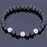Lava Rock Tibetan Silver Bracelet Taiji Bead Yoga Mala for Men Women DiyNotion Handmade T008