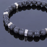 Lava Rock Tibetan Silver Bracelet Spacers Yoga Mala for Men Women DiyNotion Handmade T009