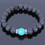Lava Rock Turquoise Tibetan Silver Bracelet Spacers Yoga Mala for Men Women DiyNotion Handmade T010