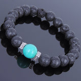 Lava Rock Turquoise Tibetan Silver Bracelet Spacers Yoga Mala for Men Women DiyNotion Handmade T010