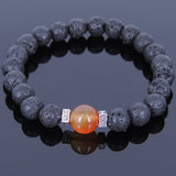 Lava Rock Carnelian Tibetan Silver Bracelet Spacers Yoga Mala for Men Women DiyNotion Handmade T013