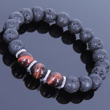 Lava Rock Tiger Eye Tibetan Silver Bracelet Spacers Yoga Mala for Men Women DiyNotion Handmade T017