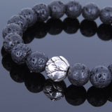 Lava Rock Tibetan Silver Bracelet Lotus Bead Yoga Mala for Men Women DiyNotion Handmade T019