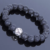 Lava Rock Tibetan Silver Bracelet Lotus Bead Yoga Mala for Men Women DiyNotion Handmade T019