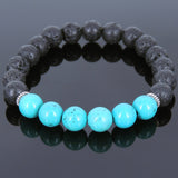 Lava Rock Turquoise Tibetan Silver Bracelet Spacers Yoga Mala for Men Women DiyNotion Handmade T026