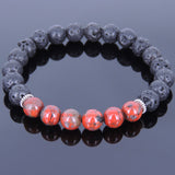 Lava Rock Jasper Stone Tibetan Silver Bracelet Spacers Yoga Mala for Men Women DiyNotion Handmade T030