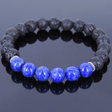 Lava Rock Lapis Tibetan Silver Bracelet Spacers Yoga Mala for Men Women DiyNotion Handmade T033