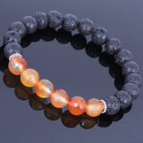 Lava Rock Carnelian Tibetan Silver Bracelet Spacers Yoga Mala for Men Women DiyNotion Handmade T034