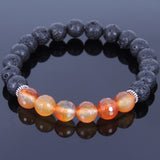 Lava Rock Carnelian Tibetan Silver Bracelet Spacers Yoga Mala for Men Women DiyNotion Handmade T034
