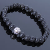 Lava Rock Tibetan Silver Bracelet Protection Bead Yoga Mala for Men Women DiyNotion Handmade T038
