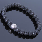 Lava Rock Tibetan Silver Bracelet Protection Bead Yoga Mala for Men Women DiyNotion Handmade T038