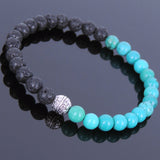 Lava Rock Turquoise Tibetan Silver Bracelet Protection Bead Yoga Mala for Men Women DiyNotion Handmade T039