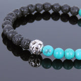 Lava Rock Turquoise Tibetan Silver Bracelet Protection Bead Yoga Mala for Men Women DiyNotion Handmade T040