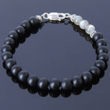 Men's Women Matte Black Onyx Labradorite Sterling Silver Bracelet 925 Spacer Clasp DiyNotion Handmade BR200