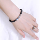 Matte Black Onyx Labradorite Sterling Silver Bracelet Gemstone 925 Bead Men Women DiyNotion Handmade BR201