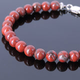 Men's Women Red Japser Stone Sterling Silver Bracelet 925 Spacer DiyNotion Handmade BR462