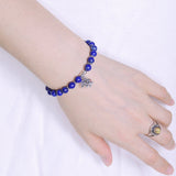 Lapis Sterling Silver Bracelet 925 Marcasite Elephant Pendant DiyNotion Handmade BR061