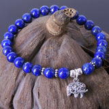 Lapis Sterling Silver Bracelet 925 Marcasite Elephant Pendant DiyNotion Handmade BR061