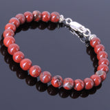 Men's Women Red Japser Stone Sterling Silver Bracelet 925 Spacer DiyNotion Handmade BR462