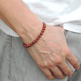 Men's Women Red Japser Stone Sterling Silver Bracelet 925 Spacer DiyNotion Handmade BR462