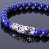 Men's Women Lapis Sterling Silver Bracelet Gemstone 925 Fish Charm Lucky DiyNotion Handmade BR466